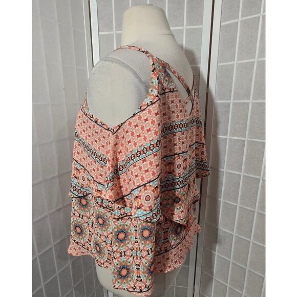 Torrid Floral Tank Layered Crisscross Cami Shirt V-Neck Plus Size: 1X (14/16) - Picture 6 of 7